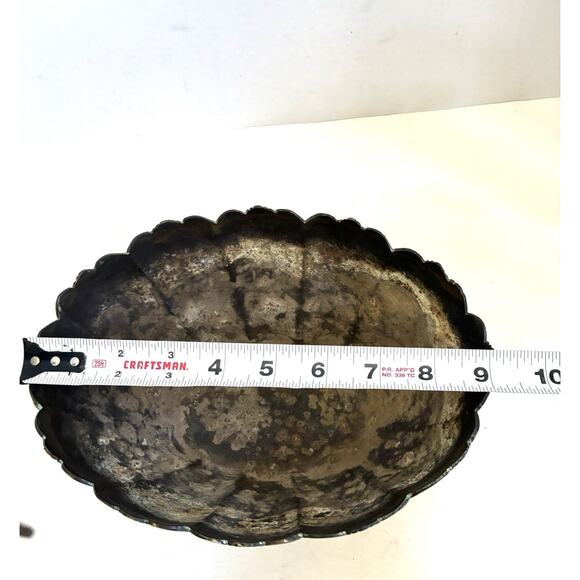 Vintage Art Deco Footed Brass Oval Bowl/Planter – Medium, Ornate - Picture 6 of 7